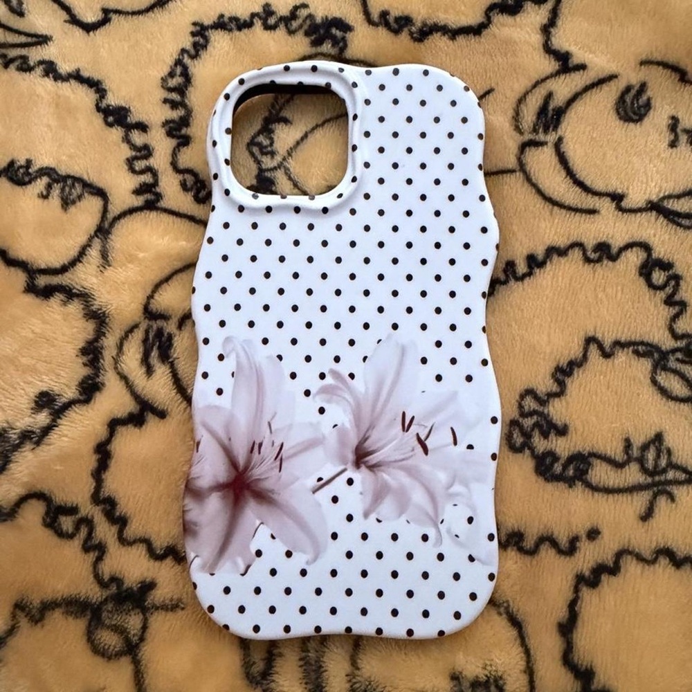 Floral Polka Dot Phone Case - White with Pink Flowers